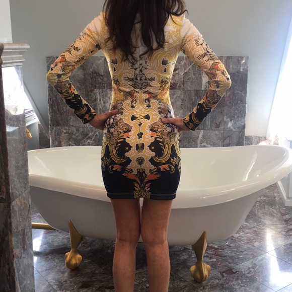 Aqua dress long sleeve floral paisley XS - Picture 3 of 5